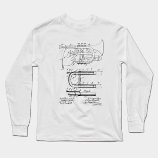 Cornet Vintage Patent Hand Drawing Long Sleeve T-Shirt